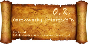 Osztrovszky Krisztián névjegykártya