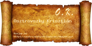 Osztrovszky Krisztián névjegykártya